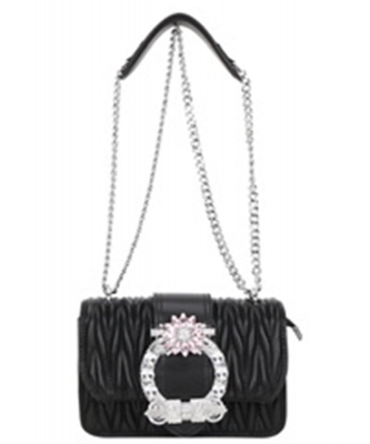 Fashion Pleated Shoulder Bag NN-9057 BLACK